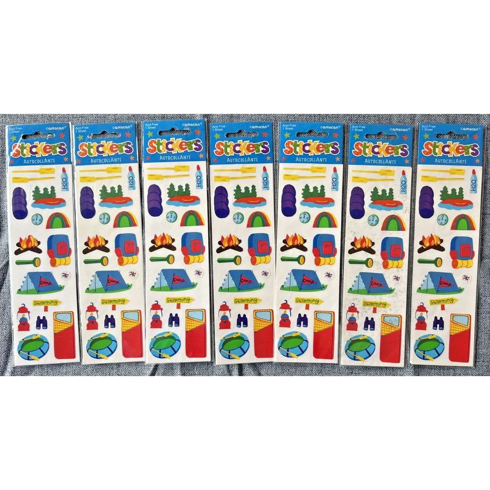 Amscan Camping Theme Sticker Sheets Lot of 7 #18
